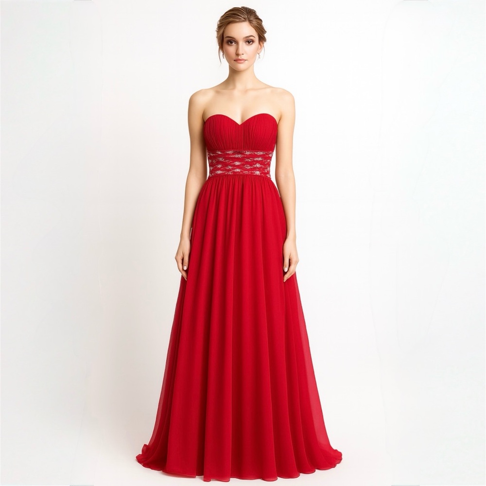 Camille Strapless Jeweled Prom Dress